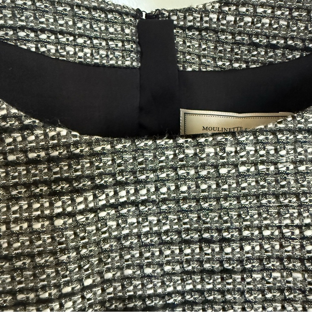 Moulinette Soeurs Anthropologie Black Gray Metallic Tweed Sheath Dress 6P Y2K - Picture 10 of 15